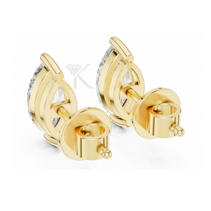 Pendientes de Diamante Cultivado en Laboratorio con Corte Marquesa, Engaste en Oro Amarillo con Puntas en V y Cierres de Rosca Seguros, Elegantes y Minimalistas - Product Image 2