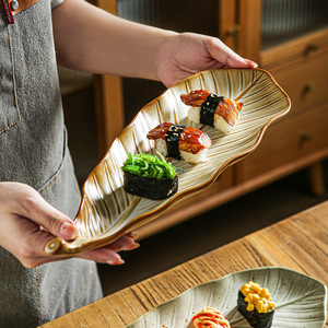 Plato de Sushi de Cerámica con Diseño de Hojas <span class=keywords><strong>Vintage</strong></span>, Bonito Plato de Porcelana <span class=keywords><strong>para</strong></span> el Hogar, Decoración de Bodas y <span class=keywords><strong>Restaurantes</strong></span>, <span class=keywords><strong>para</strong></span> Catering y Exhibición de Frutas - Product Image 4