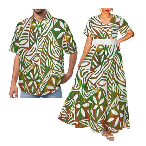 Robe surdimensionnée élégante en mousseline de soie col en V en Samoan Style tropical hawaïen taille naturelle plage vacances hommes chemise compagnon - Product Image 3