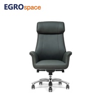 Fauteuil de bureau ergonomique en bois et cuir EGROspace, personnalisable, inclinable, pivotant, pour direction, réception et réunions