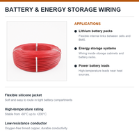 Kabel Baterai Silikon 22AWG UL3239 200 3000V Tembaga Berlapis Timah, Kawat Fleksibel Terpilin untuk Paket Baterai Lithium, BMS, Penyimpanan Energi