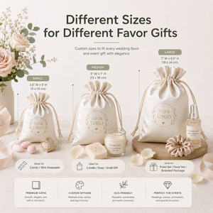 Bolsa de Satén con Cordón y Logotipo Personalizado <span class=keywords><strong>en</strong></span> Lámina Dorada, Bolsa de Regalo de Lujo para Bodas con Cinta para el Mercado Europeo de Regalos - Product Image 4