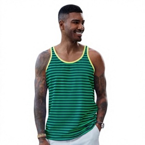 Men's <b>Striped</b> Tank <b>Top</b> V-Neck Knitted Sleeveless <b>Vest</b> Breathable Casual Wear Cotton/Bamboo Fiber - Product Image 1