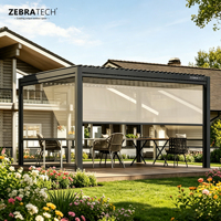 Gazebo de jardin en aluminium de luxe avec des caractéristiques coupe-vent et imperméables, approuvé NFPA701 pour une utilisation en extérieur dans la cour