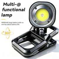 Lampe à clip multifonctionnelle magnétique rotative à 360° portable rechargeable en ABS COB pour travaux routiers et de jardinage