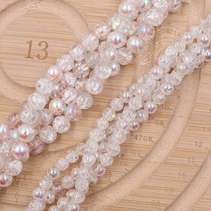 6Mm 8Mm Rõ Ràng Màu Xanh AB Mạ Crackle Pha Lê Thủy Tinh Hạt 80Cm Chiều Dài Mỗi Sợi Tự Làm Đồ Trang Sức Làm Mô Hình Hỗn Hợp Kích Thước Crackle - Product Image 2