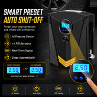Compresseur d'air portable 12V 150 PSI 120W avec cylindre métallique, débit de 25 L/min, arrêt automatique rapide, pompe à pneus électrique