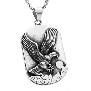 Collar con colgante de águila de acero inoxidable, joyería de regalo unisex con cadena de 3,0x60 cm - Product Image 1