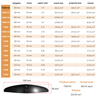 Aile arrière en carbone pour hydrofoil, prête à être expédiée, 500/90 Freeride, stabilisateur anhédral, aile stable pour performance foil, eaux océaniques
