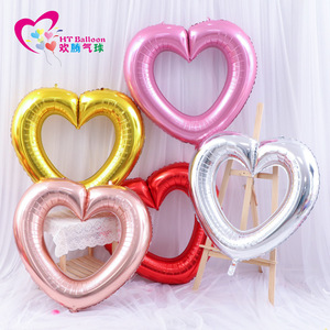HT <b>Balloon</b> Heart Shaped Foil <b>Balloon</b> 40 Inch Hollow Design Birthday <b>Party</b> Decoration - Product Image 2