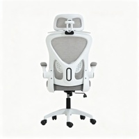 Chaise de bureau ergonomique moderne en maille respirante avec dossier inclinable et verrouillable, cadre blanc, testée pour les salles de personnel scolaire, logo personnalisé
