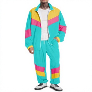 Men Retro Tracksuit 80s 90s Hip Hop Outfit Windbreaker Jacket and <b>Pants</b> Bulk Supplier - Product Image 1