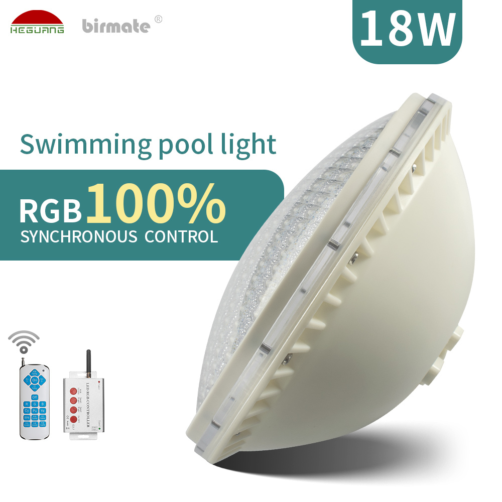 Hot Sale 12V 18W IP68 Waterproof Anti UV Material RGB Remote Control Multi Color Led Swimming Pool Light