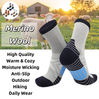 Chaussettes en laine mérinos avec logo personnalisé, bordure tricotée, protection du talon et des orteils, compression, randonnée en plein air, sports