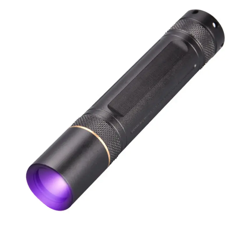 5W torcia ultravioletta ispezione denaro Mini torcia UV lega di alluminio rilevamento agente fluorescente all'ingrosso 365nm nero 90 100