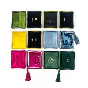 FORTE - Caja de Joyería de Viaje de Terciopelo Verde de Lujo, Organizador de Joyas, Embalaje de Regalo, Anillo, Collar, Borla de Terciopelo - Product Image 1