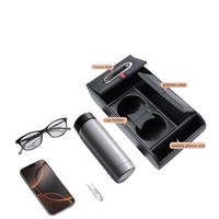 Organisateur de Rangement d'Accoudoir Central de Voiture d'Affaires en Cuir Universel, Multifonctionnel et Pratique, avec Porte-Gobelet et Boîte de Rangement Rotative