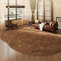 Tapis haut de gamme rétro marron Maillard pour salon, résistant à la saleté, facile d'entretien, antidérapant, à poils épais