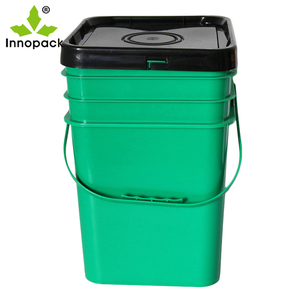Vente en gros d'usine, seaux carrés de 5 gallons avec poignée en <span class=keywords><strong>plastique</strong></span>, seau carré en <span class=keywords><strong>plastique</strong></span> de qualité alimentaire <span class=keywords><strong>vert</strong></span> personnalisé de 20 litres avec couvercle - Product Image 2