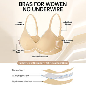 HBC <span class=keywords><strong>Reggiseno</strong></span> Donna Plus Size Senza Ferretto con Scollatura Profonda a V, Coppe 3/4, Traspirante ed Ecologico, con Imbottiture Rimovibili Effetto Lisciante e Push-Up in Gel - Product Image 4