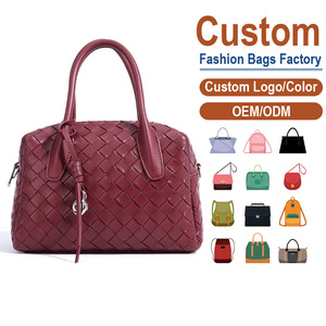 Handwoven Full-Grain Leather Bag Dense Diamond Weave Pattern Metal <b>Ring</b> Charm Genuine Leather Tassel Factory Direct - Product Image 1