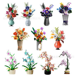 Flower Language Potted Building Blocks Assembly <b>Educational</b> <b>Toy</b> For Girls Desktop Ornament Gift 100-200 Pieces - Product Image 1