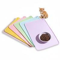 Tapis de Nourrissage pour Animaux de Compagnie en Silicone Antidérapant et Anti-débordement avec Bord Relevé pour Chiens et Chats