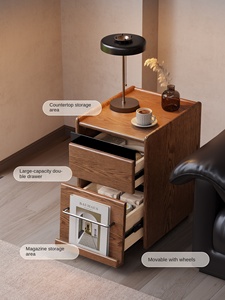 Mueble Auxiliar <span class=keywords><strong>de</strong></span> Sofá <span class=keywords><strong>de</strong></span> Madera Maciza Estilo Antiguo con Cajón <span class=keywords><strong>de</strong></span> Almacenamiento, Mesa <span class=keywords><strong>de</strong></span> Centro Pequeña Vintage Medieval Móvil para Sala <span class=keywords><strong>de</strong></span> Estar BG010 - Product Image 2