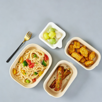 Boîte à bento jetable en papier 30 oz avec couvercles en PET/PP/pulpe, récipient pour repas légers, boîte à lunch en pulpe, biodégradable, nouveau produit