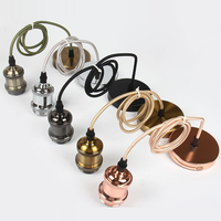 Base de lampe en laiton à faire soi-même avec douille de lampe en cuivre E26/E27, noire avec câble, pièces de roseau de plafond vintage pour luminaire