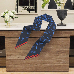 Pañuelo de Seda Geométrico con Logotipo Personalizado, Pañuelo Largo para el Cuello, Estampado por Ambos Lados, Chal de Seda Estrecho para Regalo, Fiesta, Boda - Product Image 3