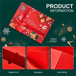 Boîte cadeau de Noël avec couvercle, ruban, boîte en carton rigide pliable, emballage de Noël pour cadeaux et artisanat - Product Image 3