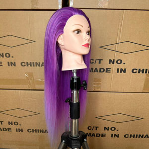 Tête de mannequin avec cheveux 24 "-26" tête de formation de coiffure mannequin cosmétologie tête de poupée fibre synthétique cheveux coiffure - Product Image 2