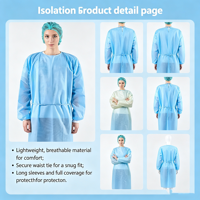 45g SMS Médecin Non-steriel Blouse chirurgicale Isolement Blouse Chirurgicale Jetable Patient Robe d'isolement médical