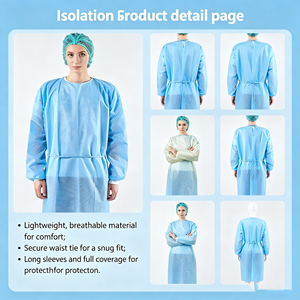 45g SMS Médecin Non-steriel <span class=keywords><strong>Blouse</strong></span> chirurgicale Isolement <span class=keywords><strong>Blouse</strong></span> Chirurgicale <span class=keywords><strong>Jetable</strong></span> Patient Robe d'isolement médical - Product Image 2