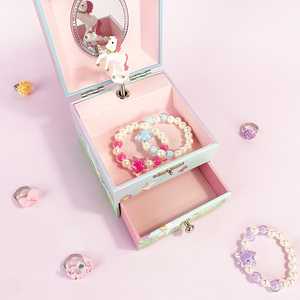 Yiyu Sonmelix Piccola Scatola Musicale Personalizzata in Legno da 4 Pollici con Ballerina, Scatola Musicale Portagioie con Unicorno, Regalo con Cassetto - Product Image 1