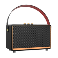 Haut-parleur portable de style rétro, texture en cuir premium, design grille en maille, système audio à basses profondes pour le divertissement à domicile