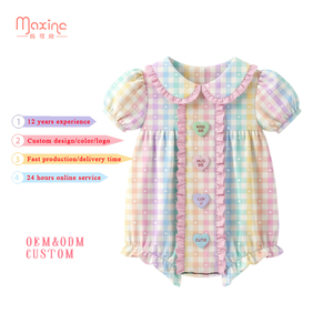ชุดรอมเปอร์เด็กแรกเกิดแบบขายส่ง ปักลายเสื้อผ้าเด็กผู้หญิง แขนสั้น ผ้าฝ้าย พิมพ์ลาย ชุดรอมเปอร์เด็กแบบสั่งทำ - Product Image 1