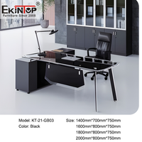 Bureau de direction moderne de luxe de haute qualité, design d'usine chinoise Ekintop, mobilier de bureau, table de bureau latérale moderne en verre blanc