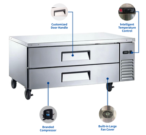 Mesa de Trabajo de Acero Inoxidable ETL con Refrigerador Bajo Encimera y Esquinas Interiores Redondeadas para Comedores Escolares - Product Image 5