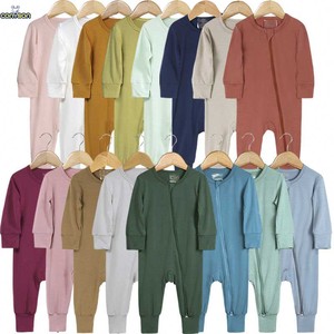 Combinaison pour nouveau-né Conyson, 100% coton, manches longues, fermeture éclair, vêtements pour bébé, pyjamas, unisexe, vente en gros, bambou, combinaisons pour bébé personnalisées - Product Image 1