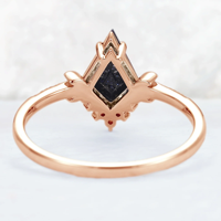 Bague de fiançailles en argent sterling 925 plaqué or rose avec pierre précieuse en pierre de sable bleue taille cerf-volant