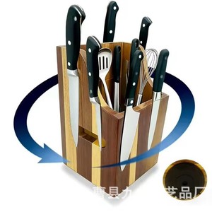 Porta Cubiertos Giratorio de Madera, Porta Cuchillos Magnético, Organizador de Almacenamiento para Encimera de Cocina, 17 Piezas - Product Image 5
