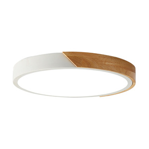 Plafonnier LED blanc en bois de style nordique, luminaire moderne en acrylique rond pour la décoration intérieure de la chambre, 12W - Product Image 1