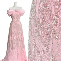 Tissu en dentelle brodé lourd pour robe de mariée, tissu pour robe de soirée, usage mode et fête