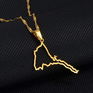 厄立特里亚地图轮廓吊坠项链为妇女和女孩银色/金色婚礼厄立特里亚非洲地图 #207621 - Product Image 4