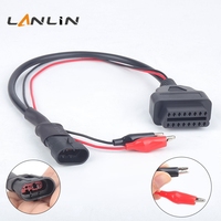 Cable de Conversión de 3 Pines para Motocicleta a OBD2 de 16 Pines, Adaptador de Diagnóstico con Conector Hembra OBDII de 16 Pines para Lector de Códigos ECU