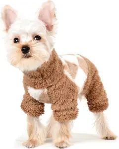 Dog Vest Winter Pet Clothing coat with leash loops Plush onesie for cold weather X-Small khaki