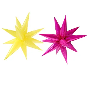 New Design Macaron Yellow Valentino Pink Explosion Star Foil Balloon Starburst Balloon For Child Birthday Party Decoration