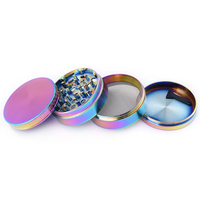Vente en gros, couleur arc-en-ciel personnalisable, 40mm, 50mm, 55mm, 63mm, broyeur à épices, en alliage de Zinc, grand broyeur, accessoires pour fumer